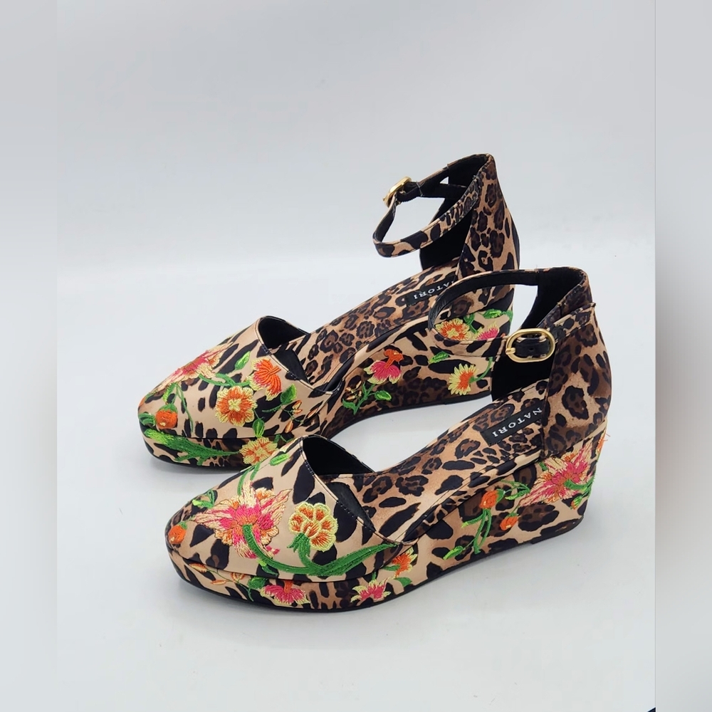 NATORI Artsy Chikayo Satin Embroidery Espadrille In Chestnut Size 7 M - Picture 5 of 17